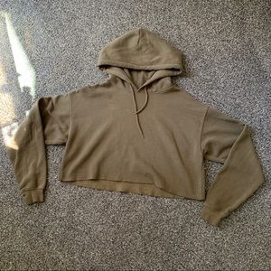 army green cropped urban outfitters hoodie